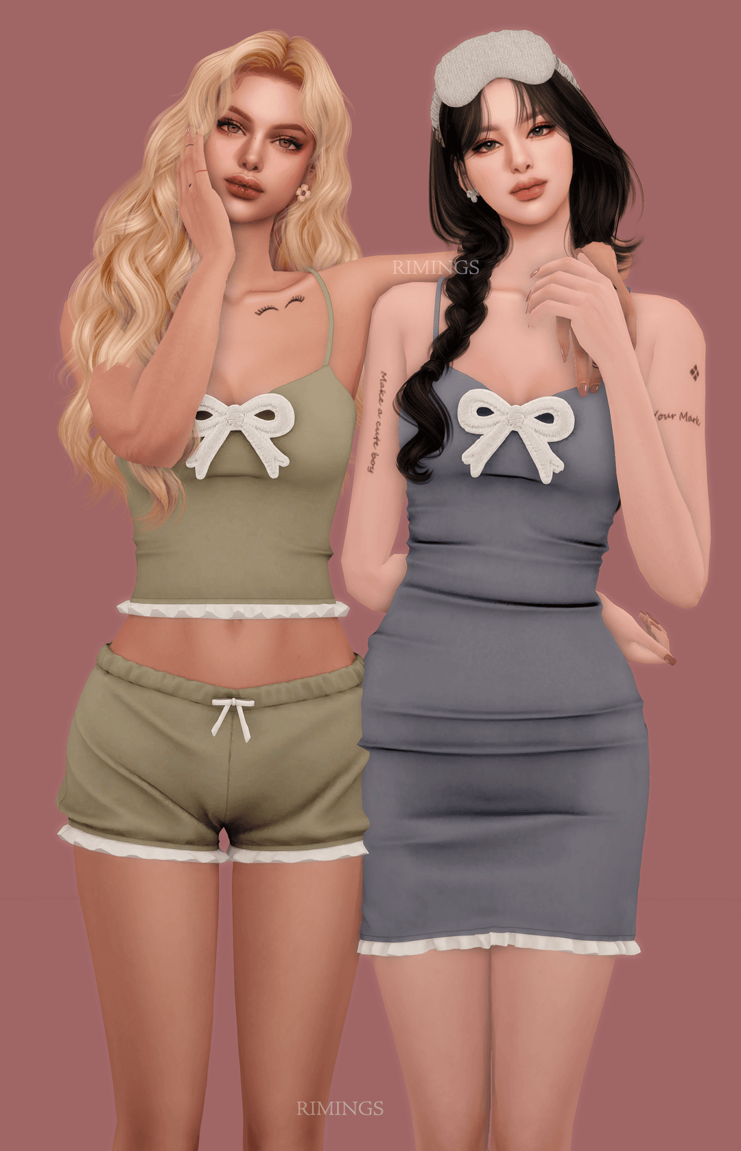 Галерея мода Пижамы Bow Patch Pajama Set #2